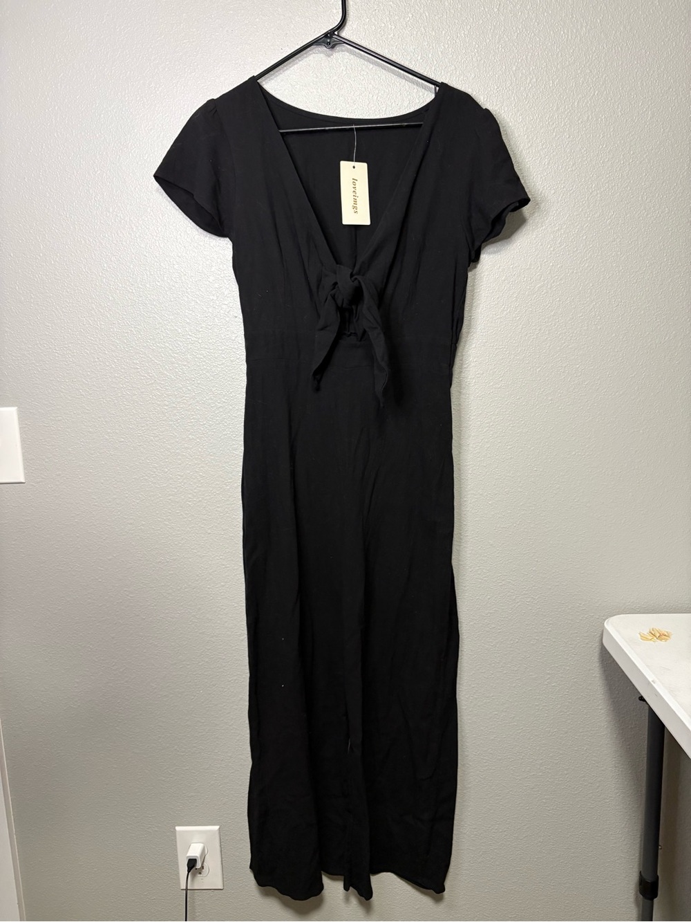 Loveimgs Black Tie-Front Wide-Leg Jumpsuit - Size Medium - NWT